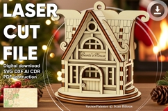 Santa Workshop Ornament - Laser Cut File, SVG House Plan Product Image 1