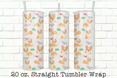 Corgi Dog Tumbler Wrap, Sublimation, 20 oz Tumbler Wrap PNG Product Image 1