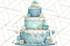 Watercolor Baby Shower Cakes PNG, Cupcakes, Tiered Desserts Product Image 2