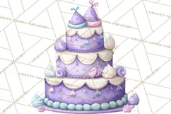 Watercolor Baby Shower Cakes PNG, Cupcakes, Tiered Desserts Product Image 3
