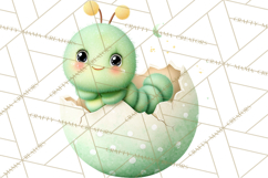 Baby Insects in Easter Eggs, Cute Spring Bug Clipart Png Product Image 2