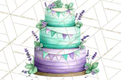 Watercolor Baby Shower Cakes PNG, Cupcakes, Tiered Desserts Product Image 4