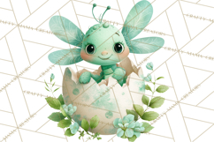 Baby Insects in Easter Eggs, Cute Spring Bug Clipart Png Product Image 4