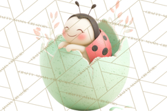 Baby Insects in Easter Eggs, Cute Spring Bug Clipart Png Product Image 2