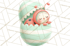 Baby Insects in Easter Eggs, Cute Spring Bug Clipart Png Product Image 2