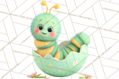 Baby Insects in Easter Eggs, Cute Spring Bug Clipart Png Product Image 5