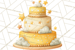 Watercolor Baby Shower Cakes PNG, Cupcakes, Tiered Desserts Product Image 2
