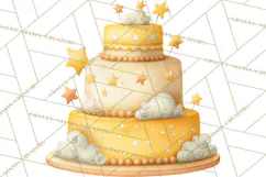 Watercolor Baby Shower Cakes PNG, Cupcakes, Tiered Desserts Product Image 2
