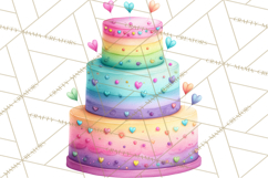 Watercolor Baby Shower Cakes PNG, Cupcakes, Tiered Desserts Product Image 3