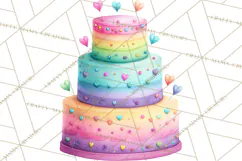 Watercolor Baby Shower Cakes PNG, Cupcakes, Tiered Desserts Product Image 3