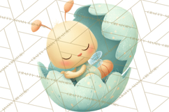 Baby Insects in Easter Eggs, Cute Spring Bug Clipart Png Product Image 5