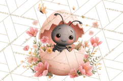 Baby Insects in Easter Eggs, Cute Spring Bug Clipart Png Product Image 5