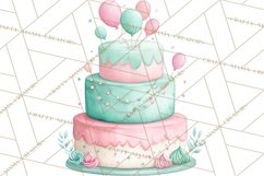 Watercolor Baby Shower Cakes PNG, Cupcakes, Tiered Desserts Product Image 4
