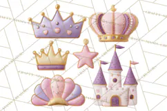 Princess Birthday Party Clipart, Fairytale Celebration Png Product Image 2