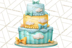 Watercolor Baby Shower Cakes PNG, Cupcakes, Tiered Desserts Product Image 5