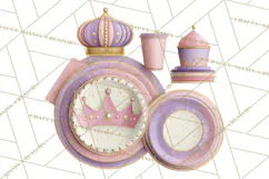 Princess Birthday Party Clipart, Fairytale Celebration Png Product Image 4