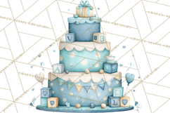 Watercolor Baby Shower Cakes PNG, Cupcakes, Tiered Desserts Product Image 2