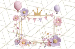 Princess Birthday Party Clipart, Fairytale Celebration Png Product Image 5