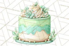 Watercolor Baby Shower Cakes PNG, Cupcakes, Tiered Desserts Product Image 4