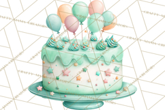 Watercolor Baby Shower Cakes PNG, Cupcakes, Tiered Desserts Product Image 5