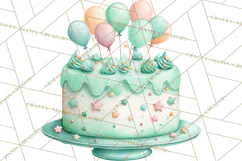 Watercolor Baby Shower Cakes PNG, Cupcakes, Tiered Desserts Product Image 5