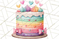 Watercolor Baby Shower Cakes PNG, Cupcakes, Tiered Desserts Product Image 2
