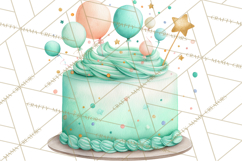 Watercolor Baby Shower Cakes PNG, Cupcakes, Tiered Desserts Product Image 3