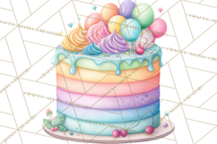 Watercolor Baby Shower Cakes PNG, Cupcakes, Tiered Desserts Product Image 4