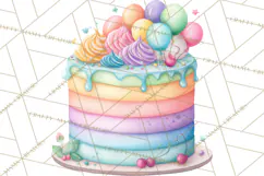 Watercolor Baby Shower Cakes PNG, Cupcakes, Tiered Desserts Product Image 4