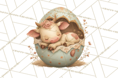 Easter Baby Animals Clipart PNG, Sleeping Baby Animals Product Image 2