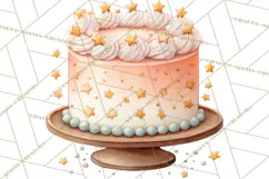 Watercolor Baby Shower Cakes PNG, Cupcakes, Tiered Desserts Product Image 5