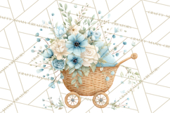 Baby Shower Clipart, Vintage Stroller Png Watercolor Product Image 2