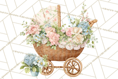 Baby Shower Clipart, Vintage Stroller Png Watercolor Product Image 3