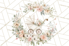 Baby Shower Clipart, Vintage Stroller Png Watercolor Product Image 4