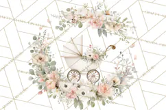 Baby Shower Clipart, Vintage Stroller Png Watercolor Product Image 4