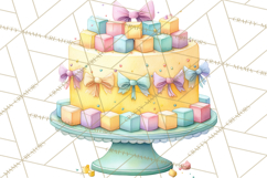 Watercolor Baby Shower Cakes PNG, Cupcakes, Tiered Desserts Product Image 2