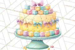 Watercolor Baby Shower Cakes PNG, Cupcakes, Tiered Desserts Product Image 2