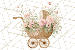 Baby Shower Clipart, Vintage Stroller Png Watercolor Product Image 2