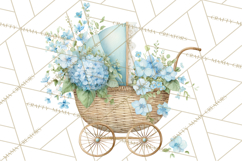 Baby Shower Clipart, Vintage Stroller Png Watercolor Product Image 3