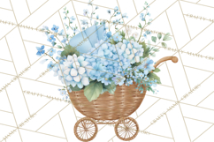 Baby Shower Clipart, Vintage Stroller Png Watercolor Product Image 5