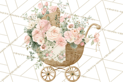 Baby Shower Clipart, Vintage Stroller Png Watercolor Product Image 2