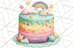 Watercolor Baby Shower Cakes PNG, Cupcakes, Tiered Desserts Product Image 3