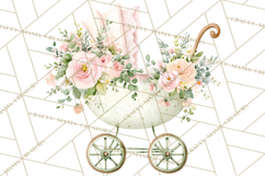 Baby Shower Clipart, Vintage Stroller Png Watercolor Product Image 2
