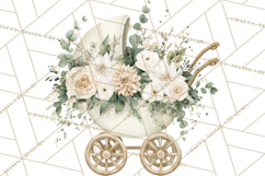 Baby Shower Clipart, Vintage Stroller Png Watercolor Product Image 2