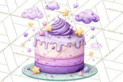 Watercolor Baby Shower Cakes PNG, Cupcakes, Tiered Desserts Product Image 4