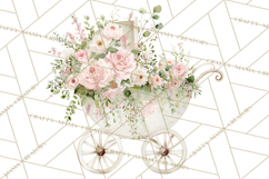 Baby Shower Clipart, Vintage Stroller Png Watercolor Product Image 3