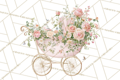 Baby Shower Clipart, Vintage Stroller Png Watercolor Product Image 4