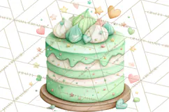 Watercolor Baby Shower Cakes PNG, Cupcakes, Tiered Desserts Product Image 5