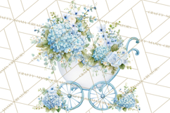 Baby Shower Clipart, Vintage Stroller Png Watercolor Product Image 3