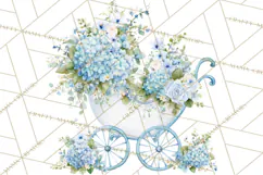 Baby Shower Clipart, Vintage Stroller Png Watercolor Product Image 3